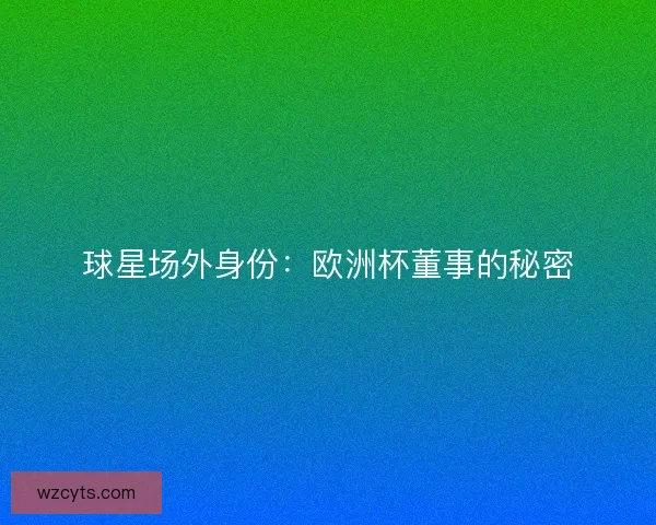 球星场外身份：欧洲杯董事的秘密