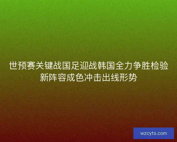 世预赛关键战国足迎战韩国全力争胜检验新阵容成色冲击出线形势