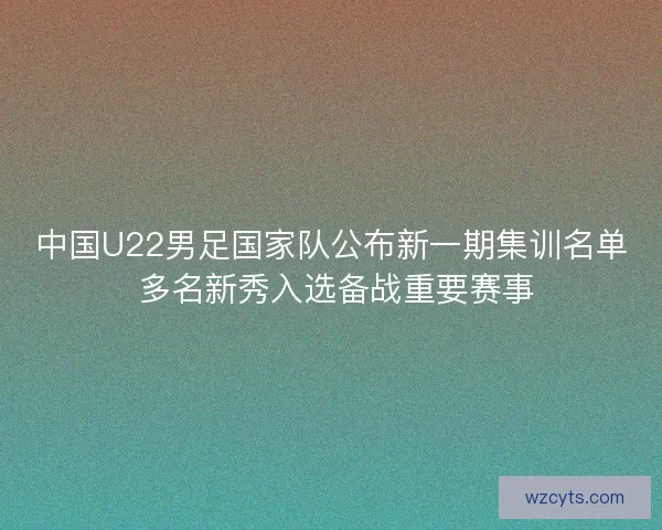 中国U22男足国家队公布新一期集训名单 多名新秀入选备战重要赛事