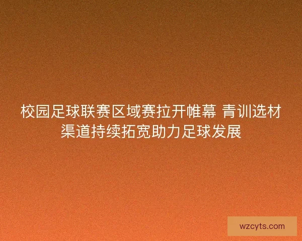 校园足球联赛区域赛拉开帷幕 青训选材渠道持续拓宽助力足球发展